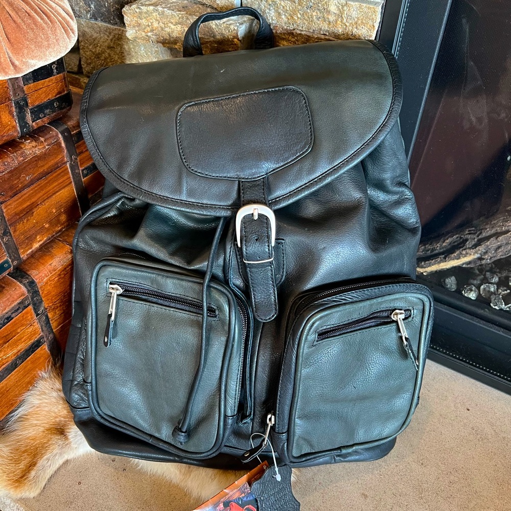 Elegant Black Leather Backpack